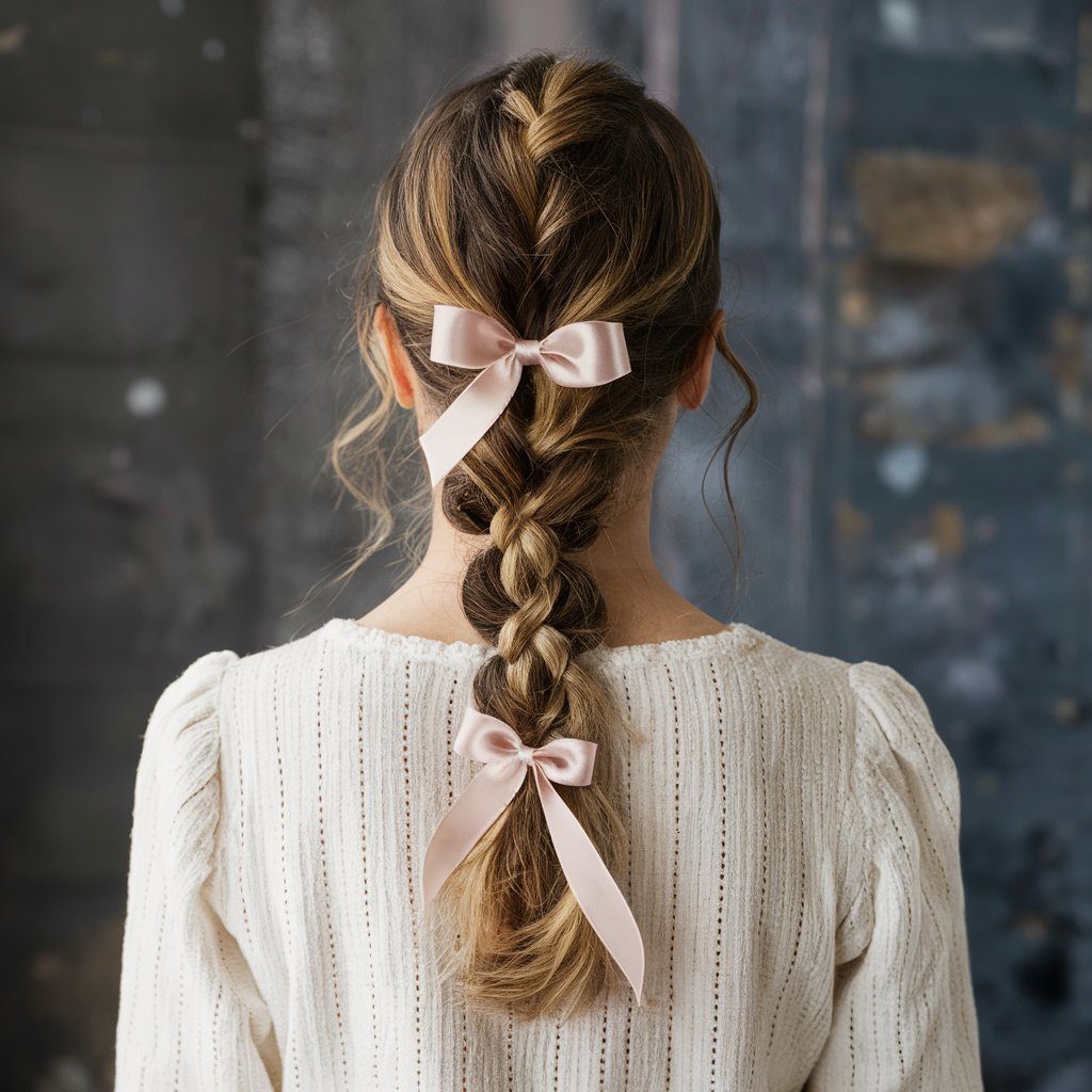 French Braid with Ribbon