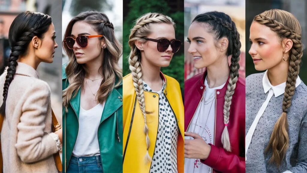 . Four colorful braids styled for busy women