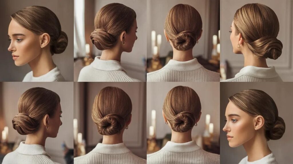 A busy woman with a neat bun hairstyle. Perfect for women on the go. #HairstylesForBusyWomen