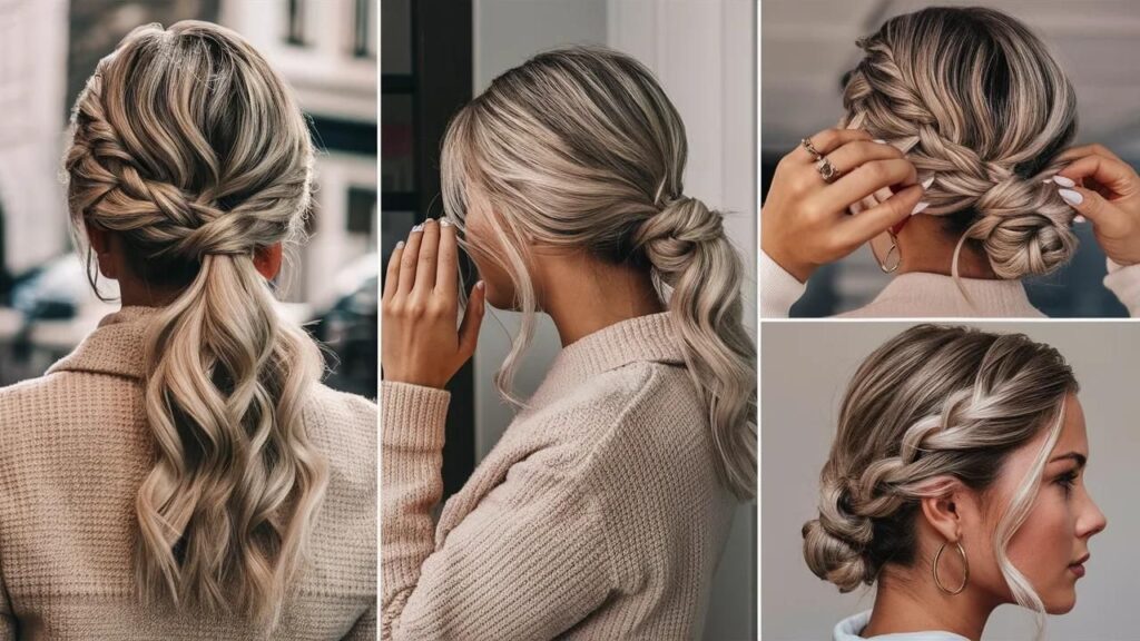 A collection of stylish long hairstyles for busy women, showcasing trendy and practical hairdos for different occasions.