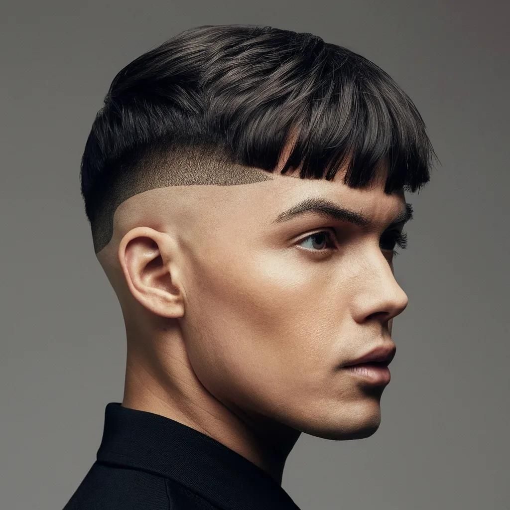 Low Taper Fade with Angular Fringe