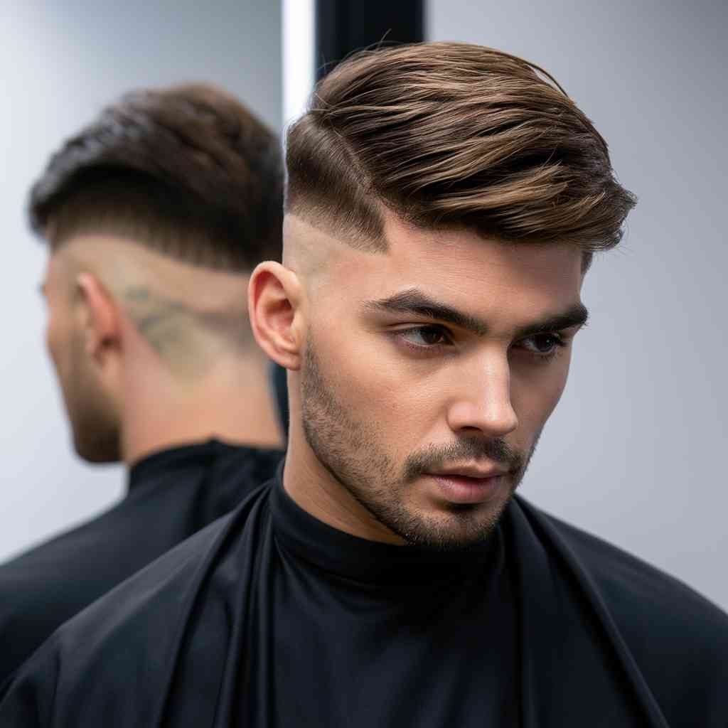 Low Taper Fade with Brushed Forward Hair