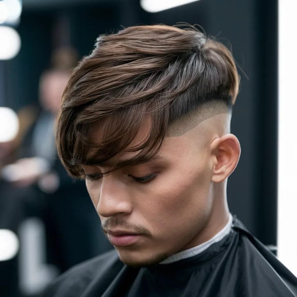 Low Taper Fade with Long Fringe