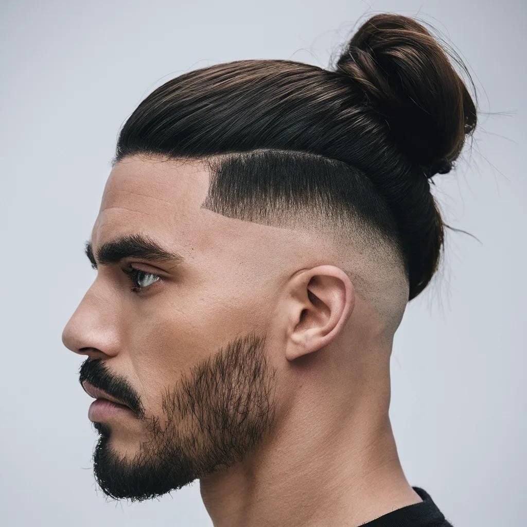 Low Taper Fade with Man Bun