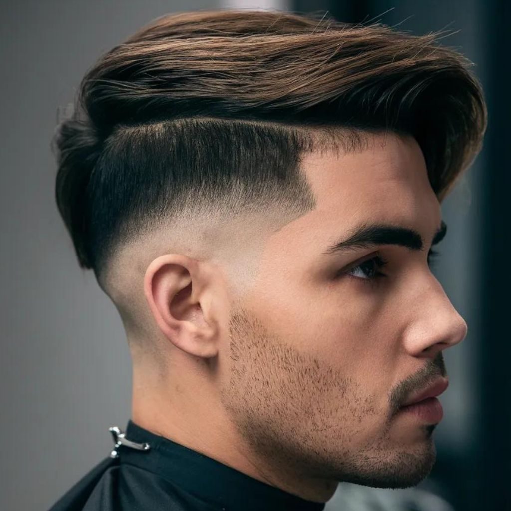 Low Taper Fade with Undercut Comb Over