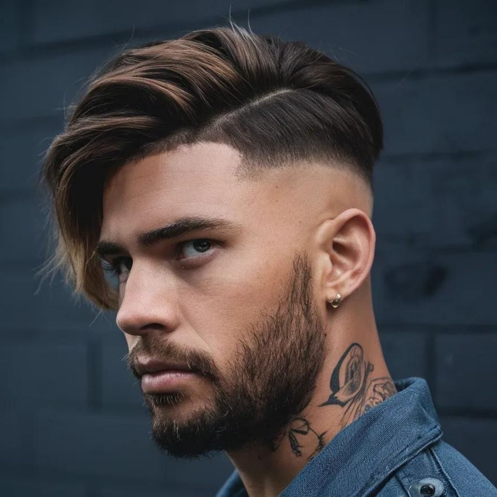 Low Taper Fade with Undercut and Long Top