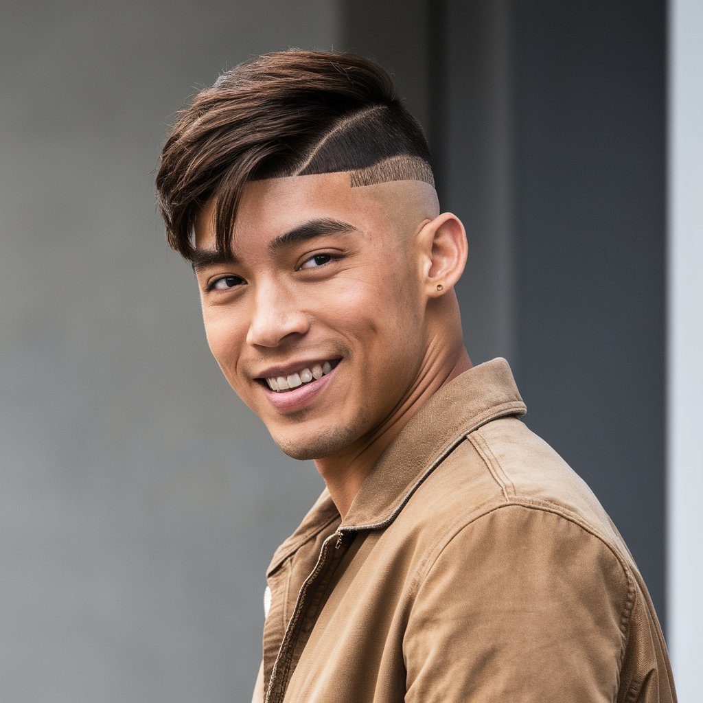 The fade begins at the midpoint of the sides and back, offering a balanced look.