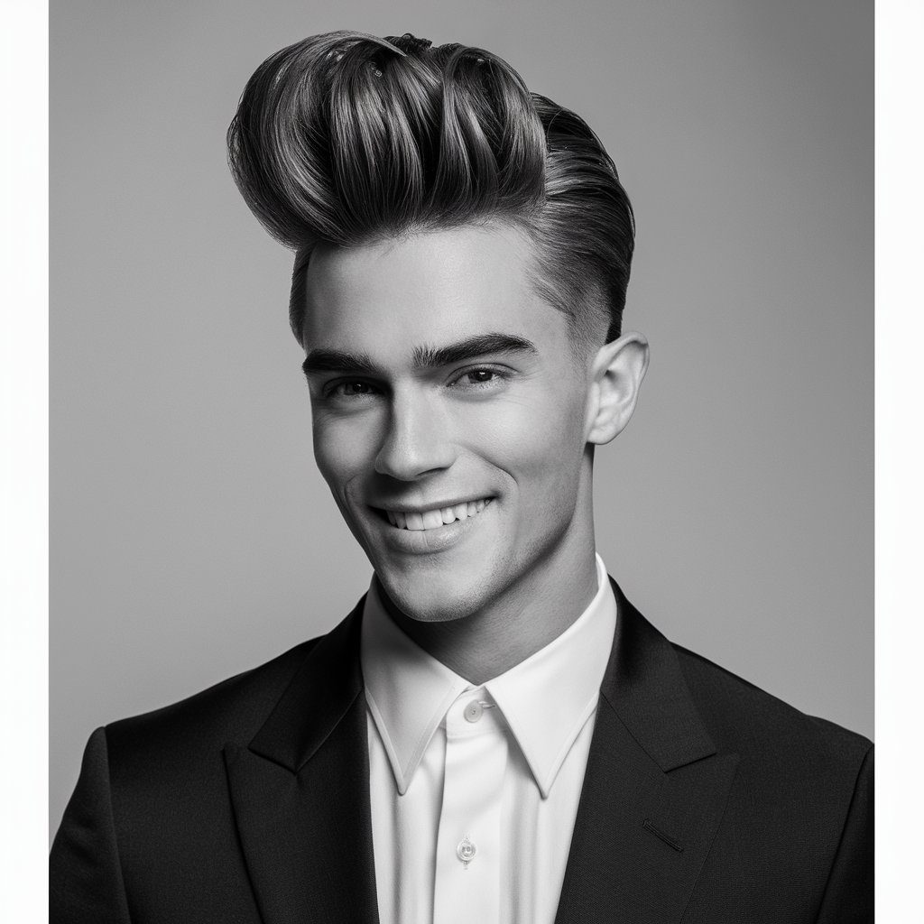 The pompadour is a bold and stylish hairstyle that features a voluminous top and shorter sides. It's perfect for making a statement and works well for both casual and formal occasions.