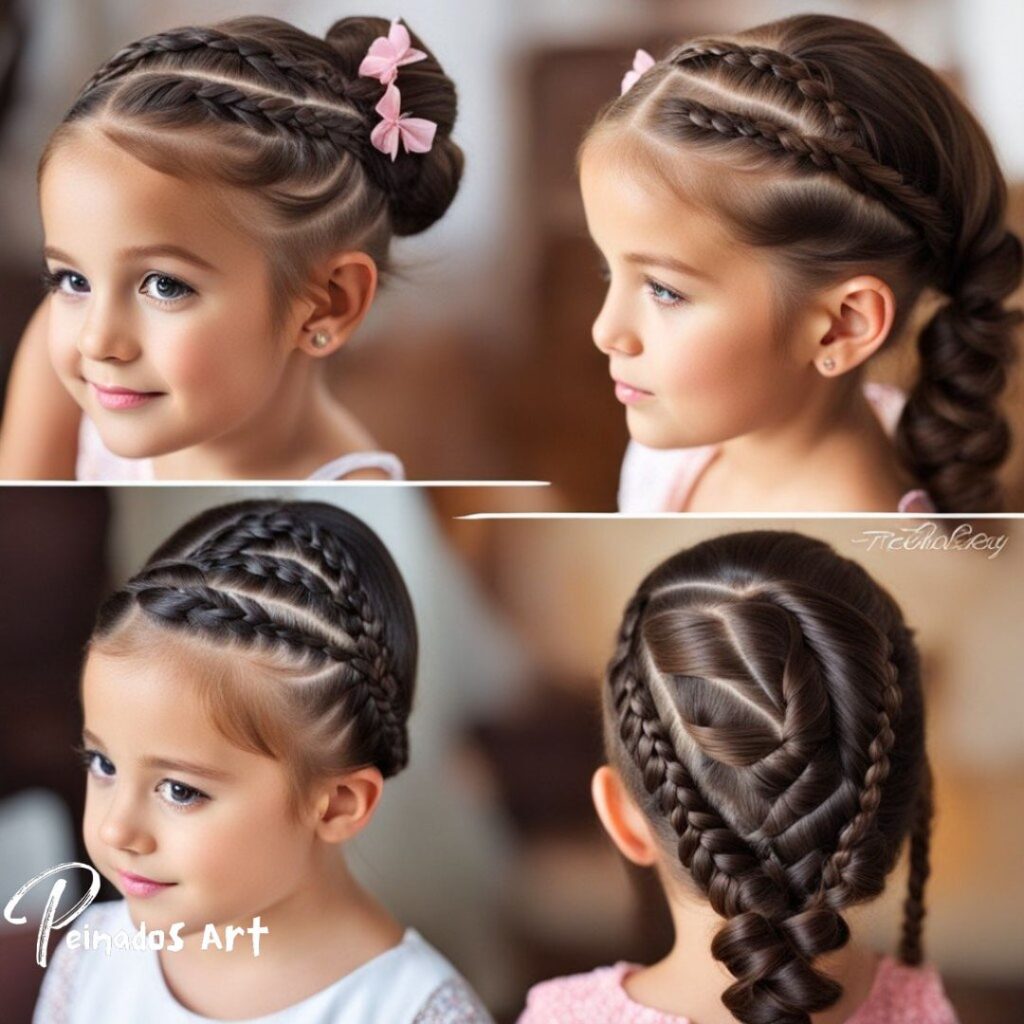 Una imagen de una niña con el pelo peinado en trenzas, que ejemplifica peinados elegantes para niñas.