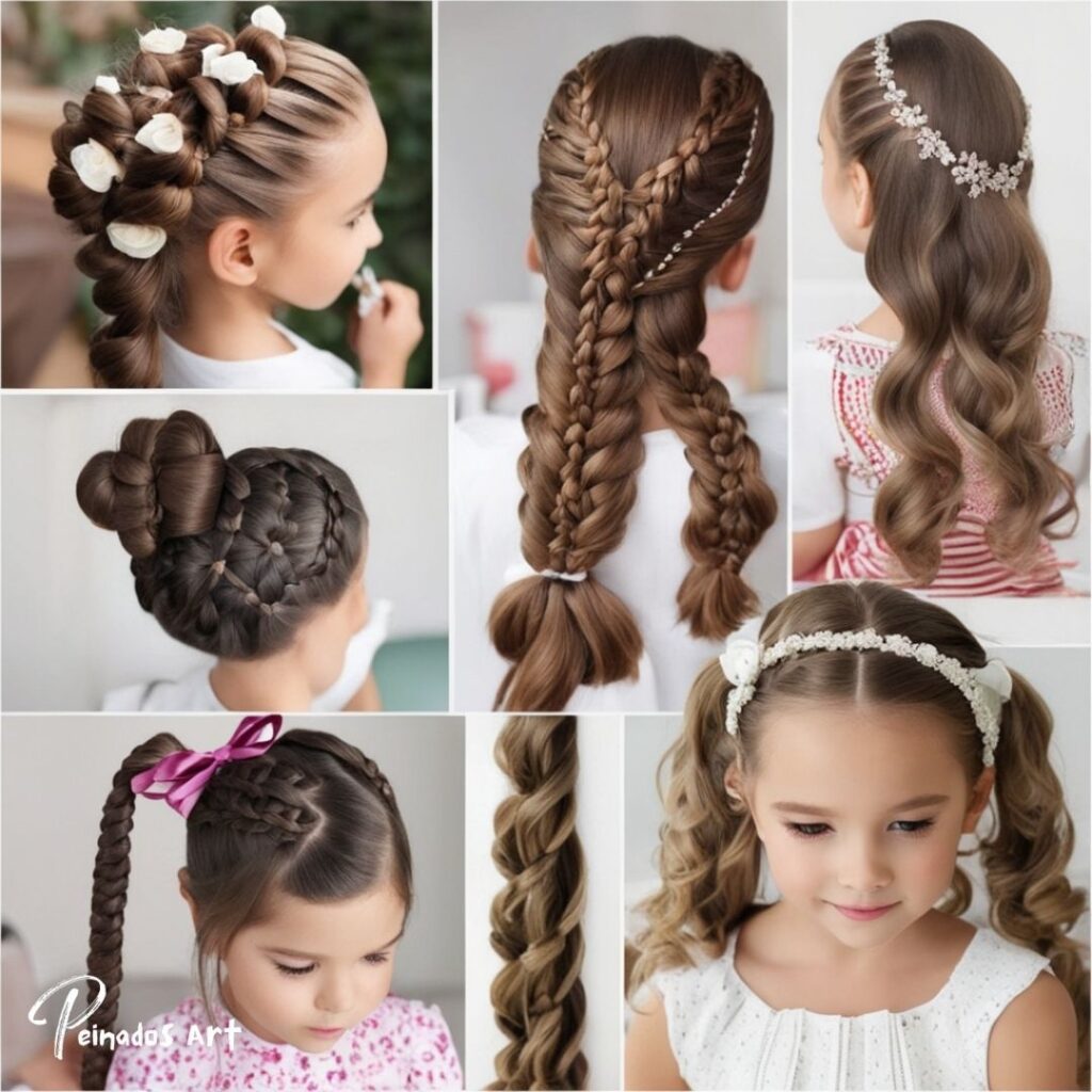 Imagen de diversos peinados con cintas para chicas, mostrando ideas creativas y modernas para resaltar su estilo individual.