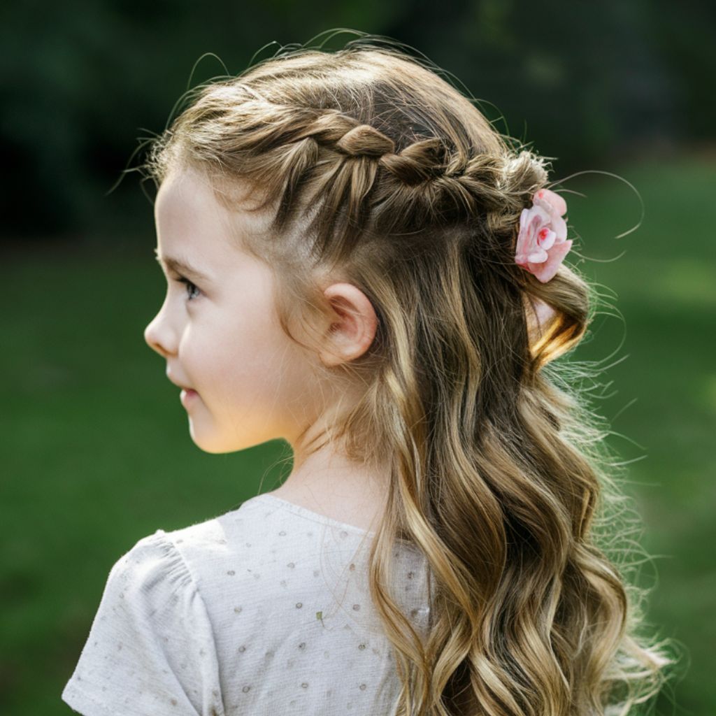  Imagen de una niña con cabello largo en una trenza.