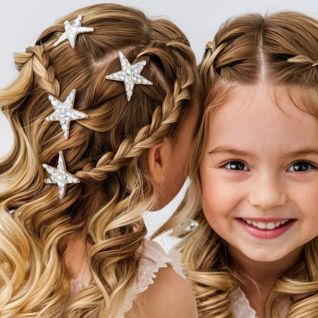 Dos niñas con trenzas, peinados con pelo suelto para niñas.
