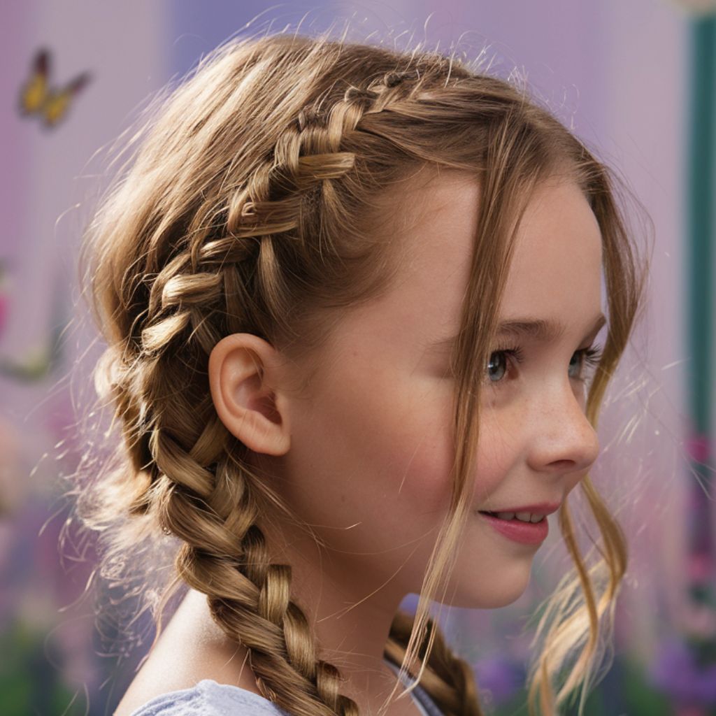 Imagen de una niña con el cabello largo en una trenza.