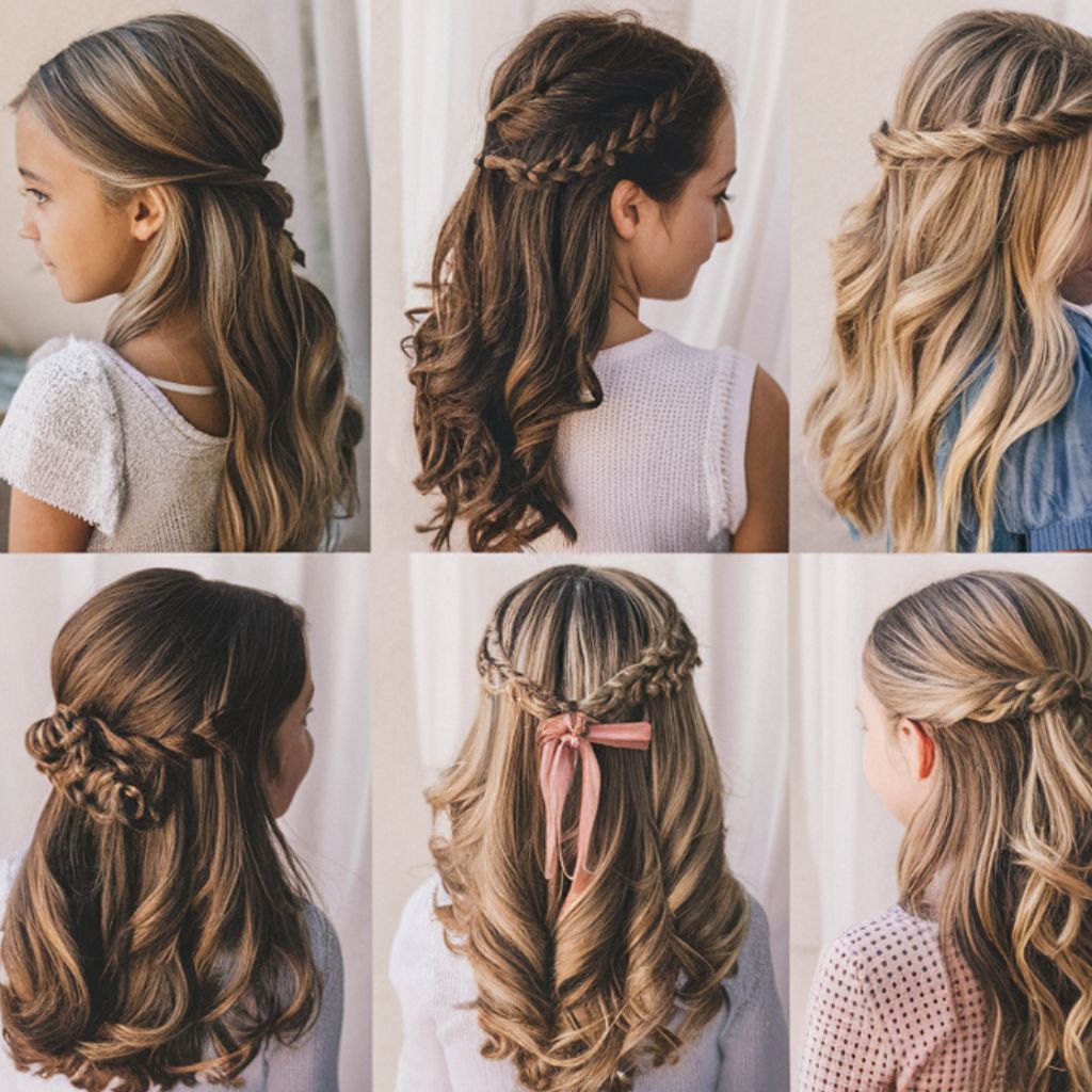 Múltiples estilos de peinados con trenzas para niñas de 10 años.