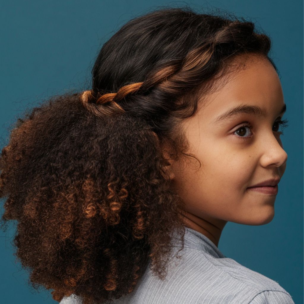 Peinado suelto con rizos definidos para niñas de 10 años.