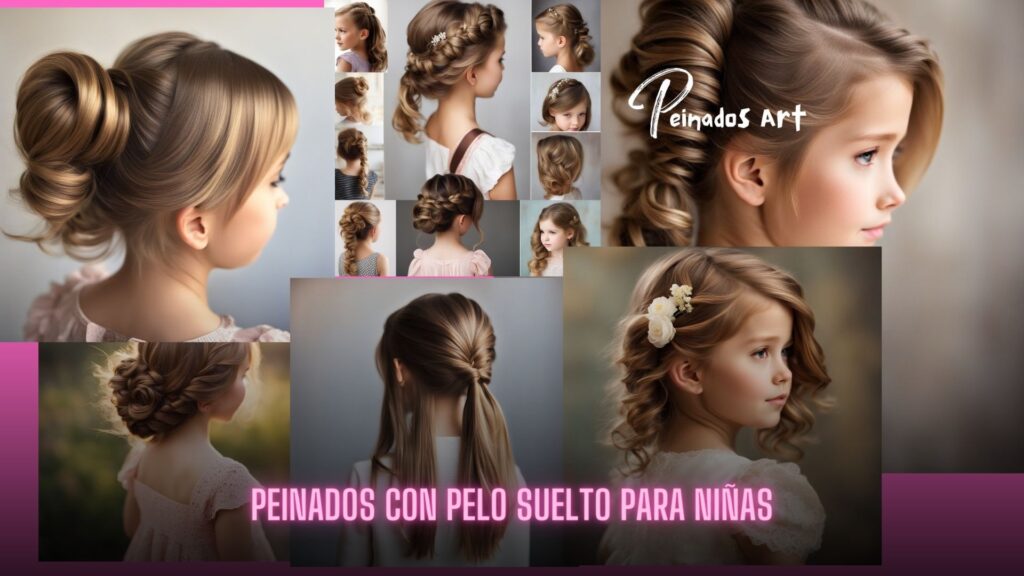Una recopilación de diversos peinados para chicas lindas, que muestra varios estilos con cabello suelto.