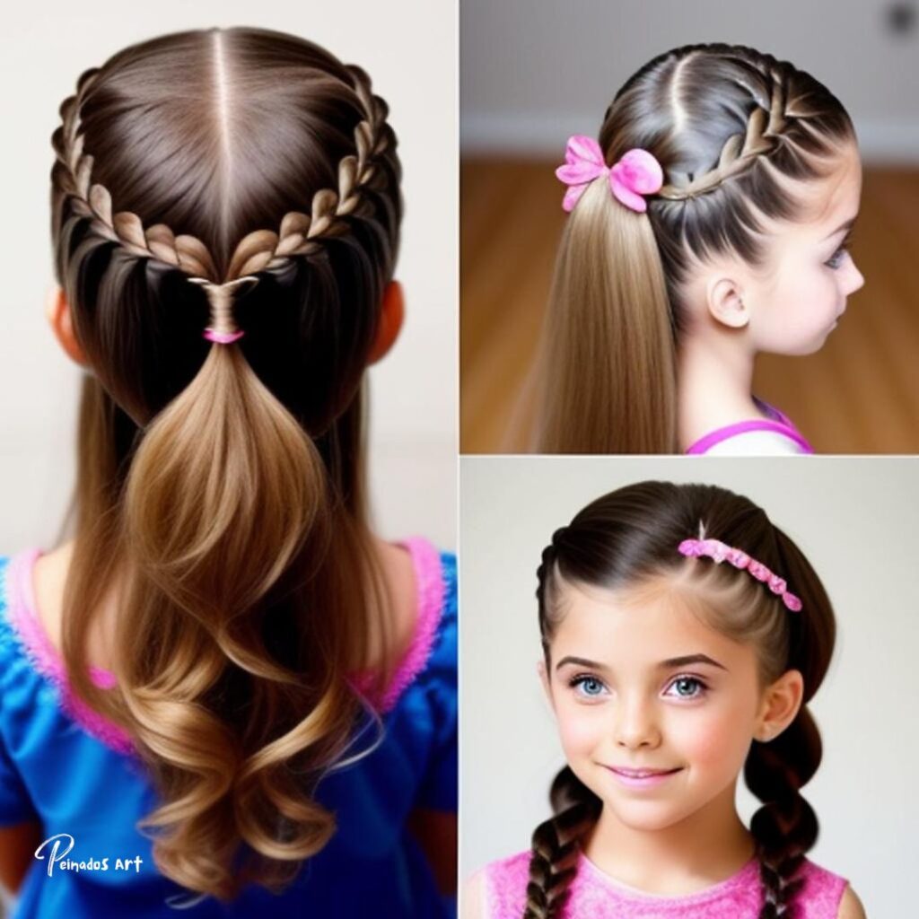 Tres lindos peinados para niñas con cabello suelto. Perfecto para niños de 5 años.