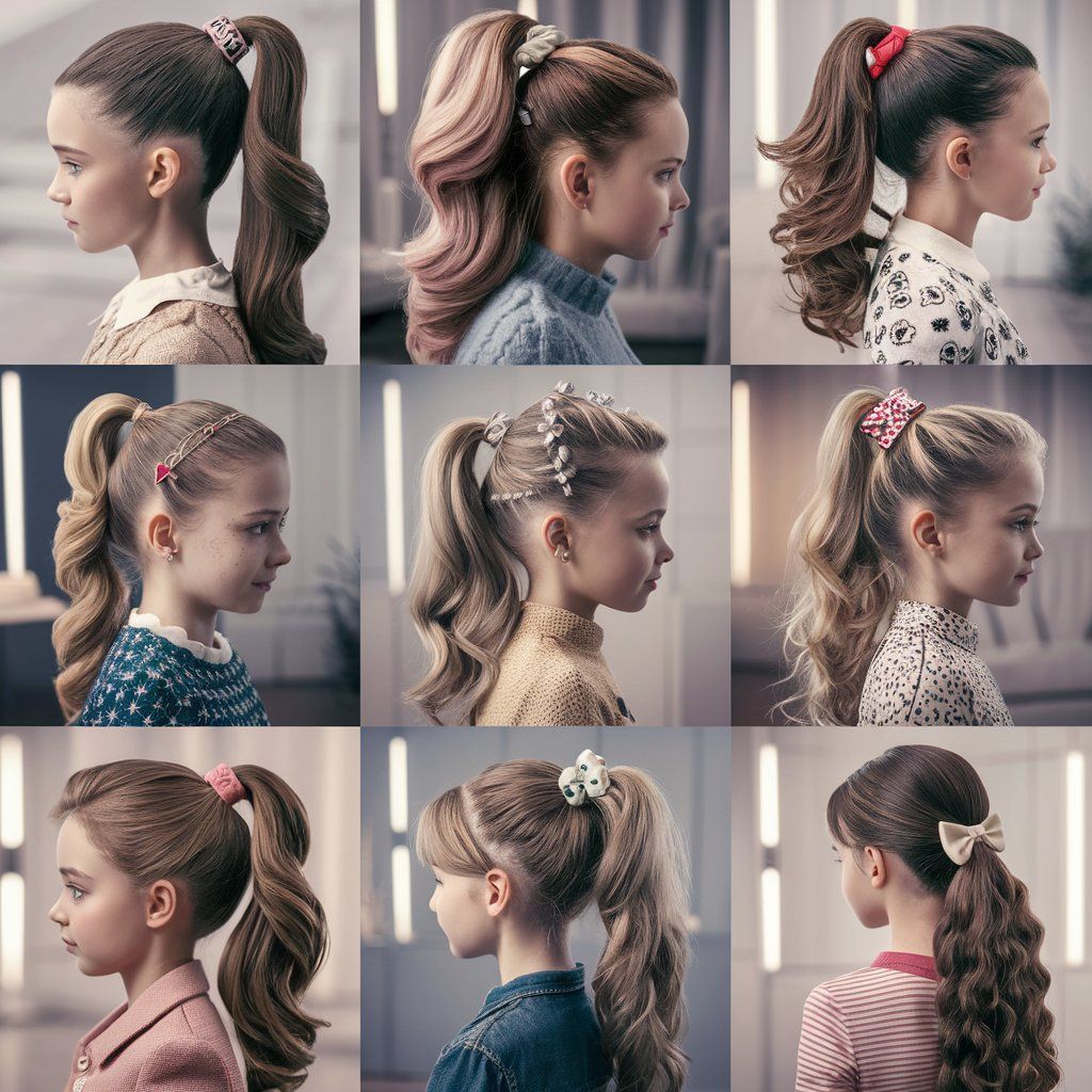 Un collage de coletas de colores, perfecto para peinados de niñas.
