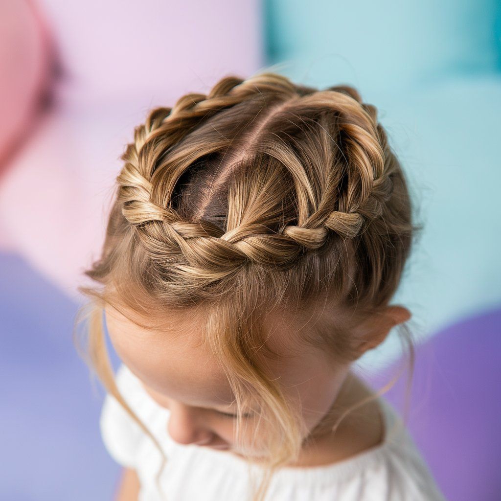 Una chica con una trenza encantadora en el cabello, mostrando uno de los hermosos peinados con trenzas de corona.
