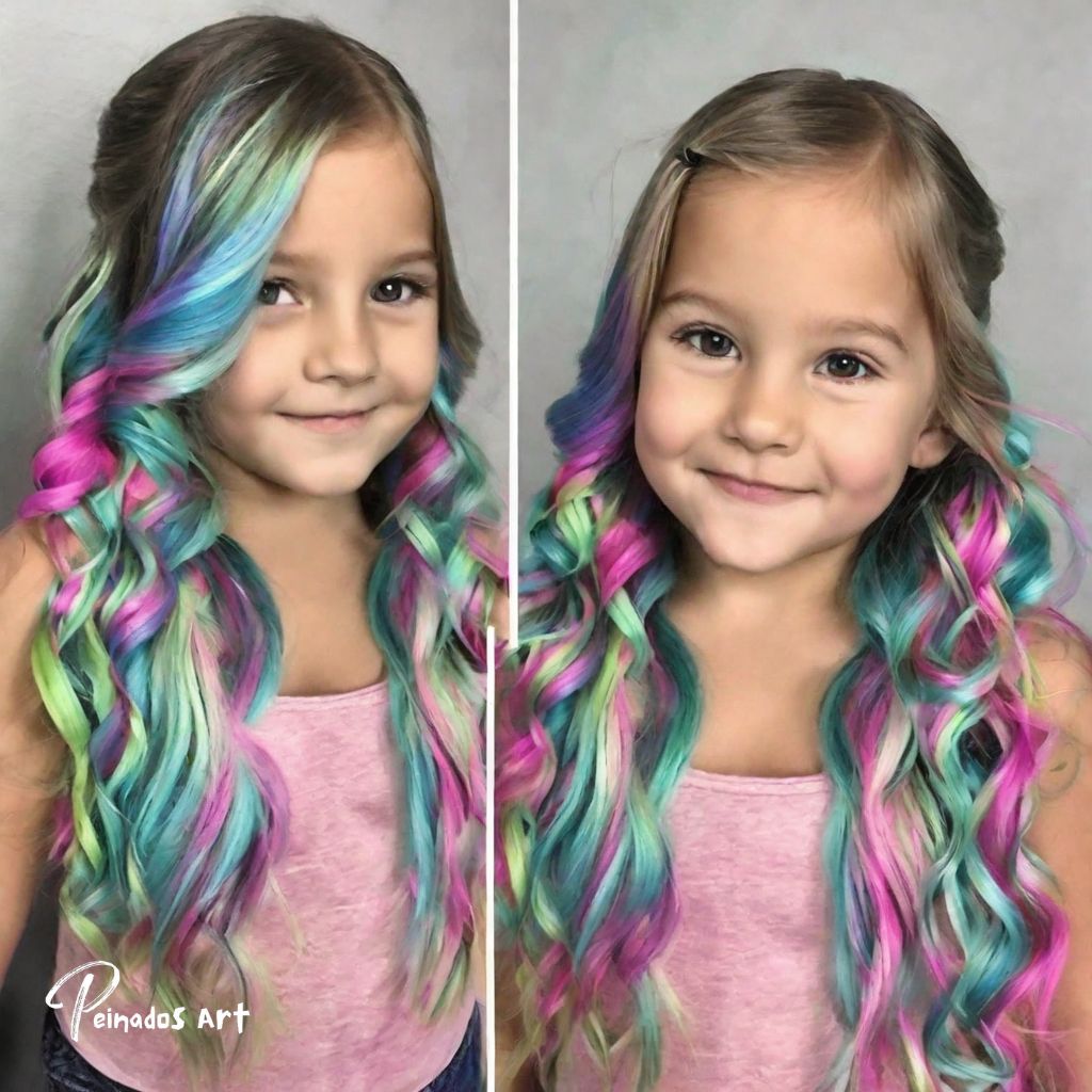deas de Peinados con Extensiones de Colores para Niñas