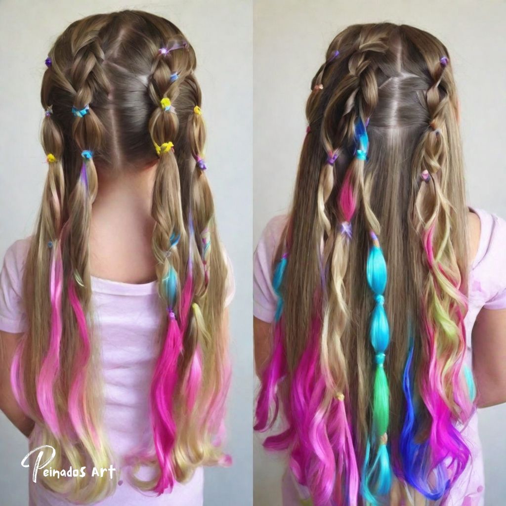 Peinados con Extensiones de Colores Vibrantes para Niñas