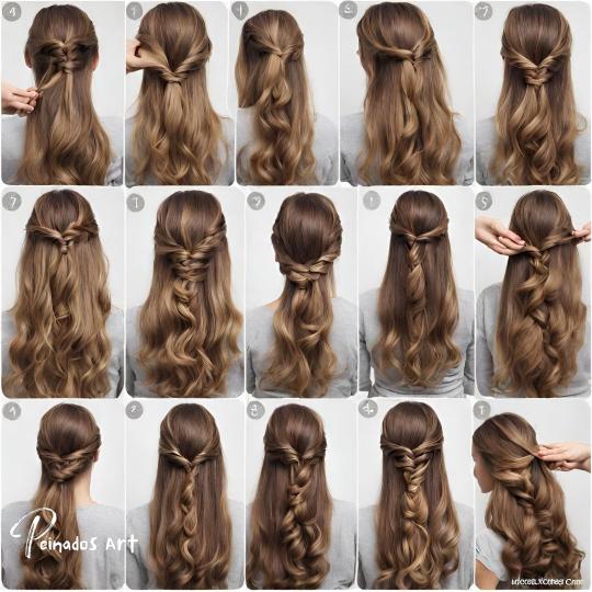 Instrucciones sencillas para lograr un impresionante cabello largo y ondulado, una opción popular entre las chicas con peinados fáciles para cabello largo.
