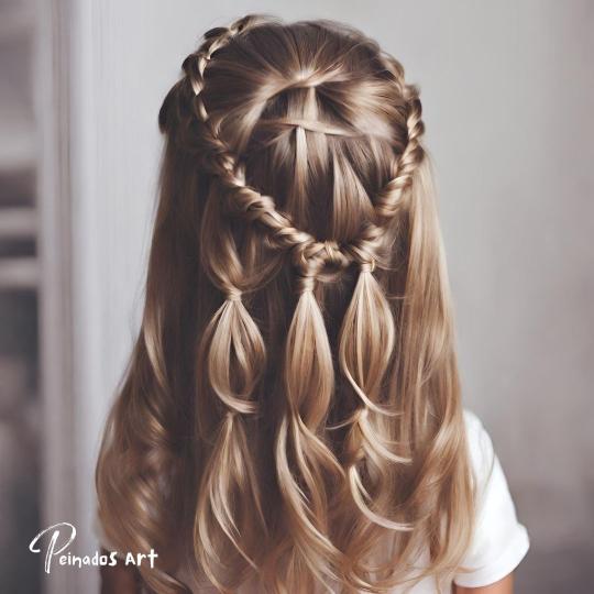 Niña con cabello largo y rubio trenzado, mostrando peinados fáciles para cabello largo para niñas