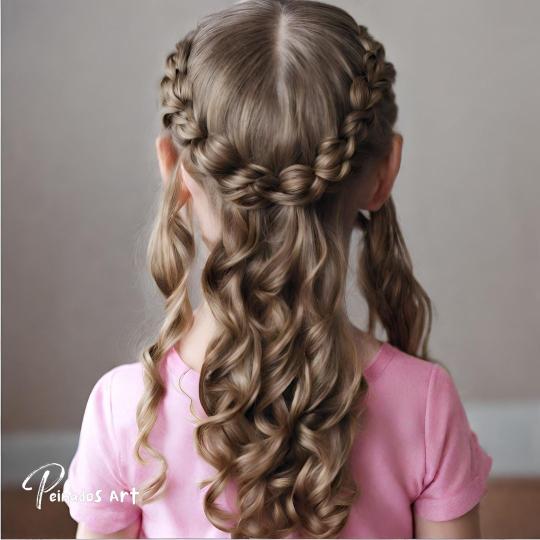 Una joven con cabello largo peinado con una cuidada trenza, que muestra un peinado fácil para niñas con cabello largo.