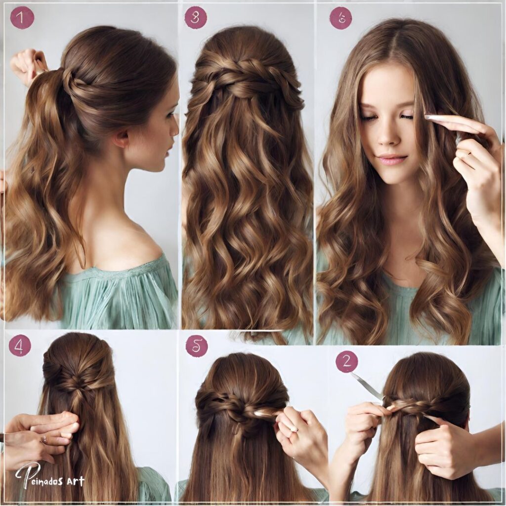 Aprenda a crear un lindo peinado mitad arriba mitad abajo para niñas con cabello largo. ¡Pasos simples para una apariencia elegante!