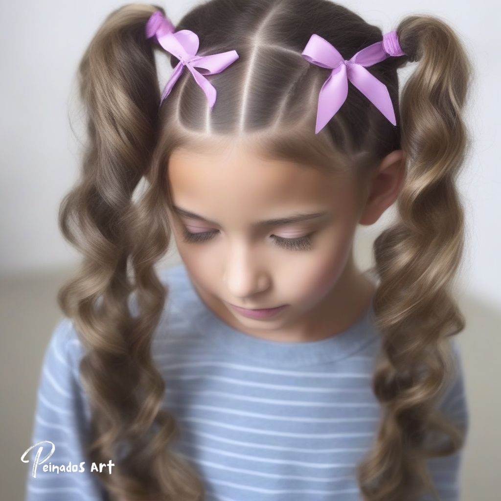 Peinados para niñas con cintas y cabello suelto Peinados Art
