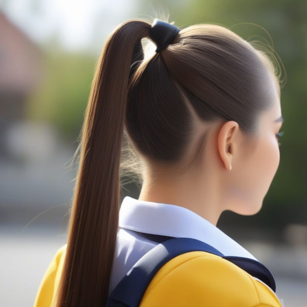 Media Coleta Alta Peinados Escolares para Niñas Fáciles en el 2024