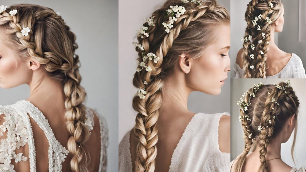 Peinados de novia elegantes con impresionantes trenzas holandesas invertidas, perfectas para el gran día.