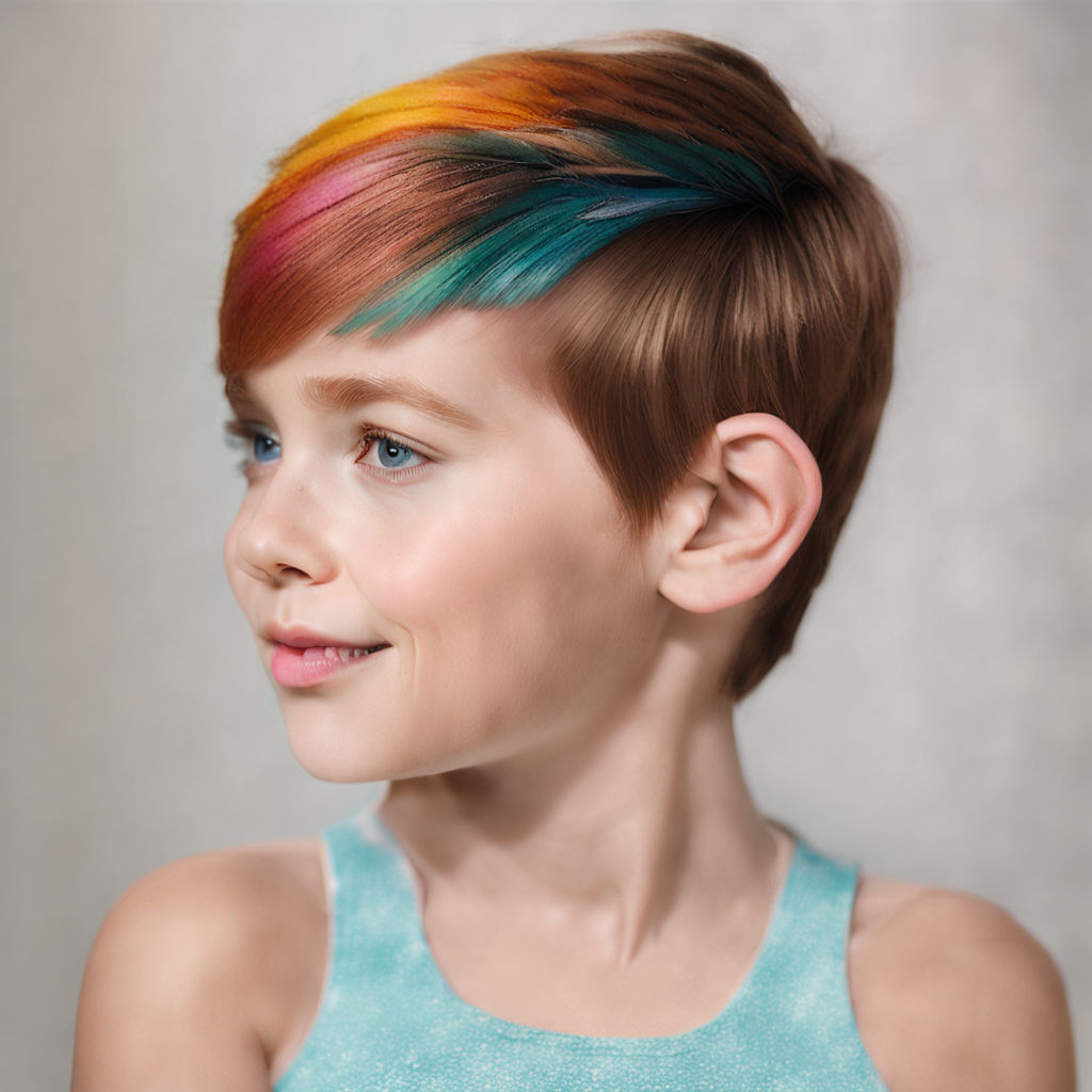 Corte Pixie para Niñas con Detalles de Color para un Estilo Vibrante