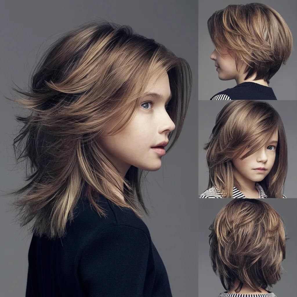 Imagen de una niña con un corte de pelo bob en capas