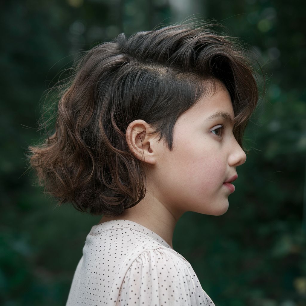 Fotografía de una niña de 15 años con corte de pelo corto.